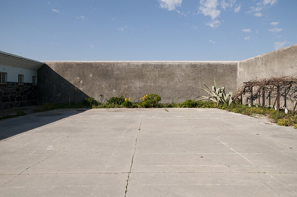 A prison courtyard on Robben Island.